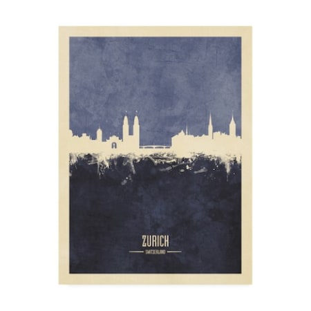 Michael Tompsett 'Zurich Switzerland Skyline Navy' Canvas Art,18x24